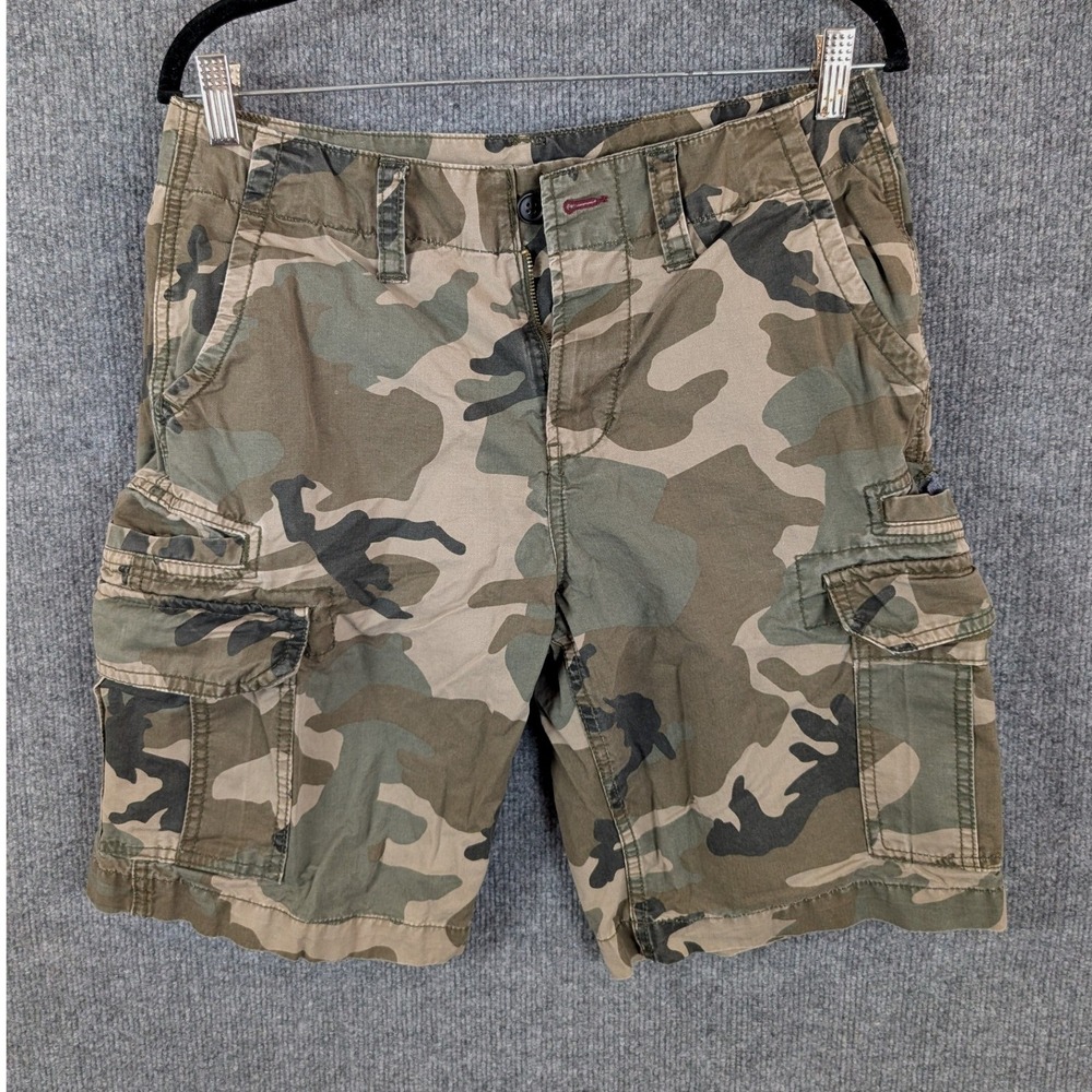 Bullhead Denim Co Mens Skinny Camo Cargo Shorts Green Brown W30 171SU166001BH